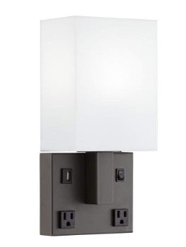 Single Wall Nightstand Lamp - Corded - Shade comes with UNO  Harp - E26 A19 10W LED 3000K Included - 40247B