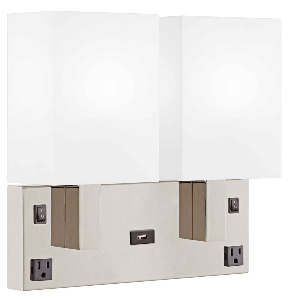 Wall Nightstand - 2 Bulb - CORDED - Brushed Nickel PE - 40280