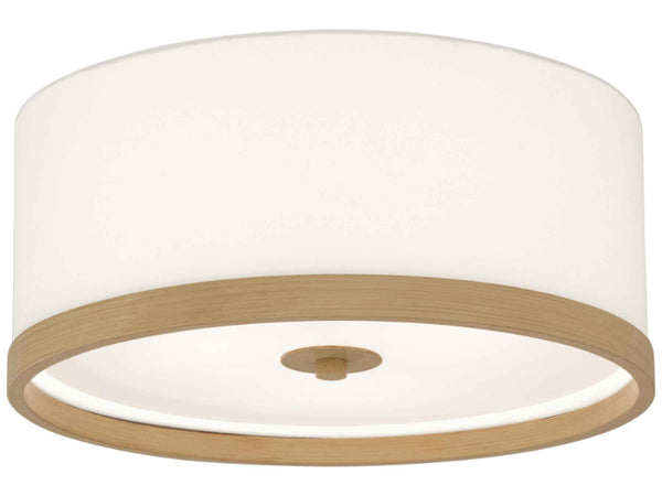 LBY-406 - Ceiling Light Linen Shade Wood Trim  15" Dia.