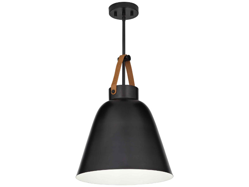 MKT-400 - Metal Pendant Matte Black Leather Accent