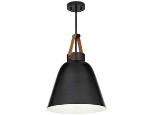 MKT-400 - Metal Pendant Matte Black Leather Accent
