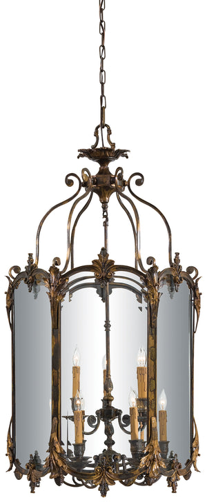 9 Light Foyer Pendant - Oxide Brass