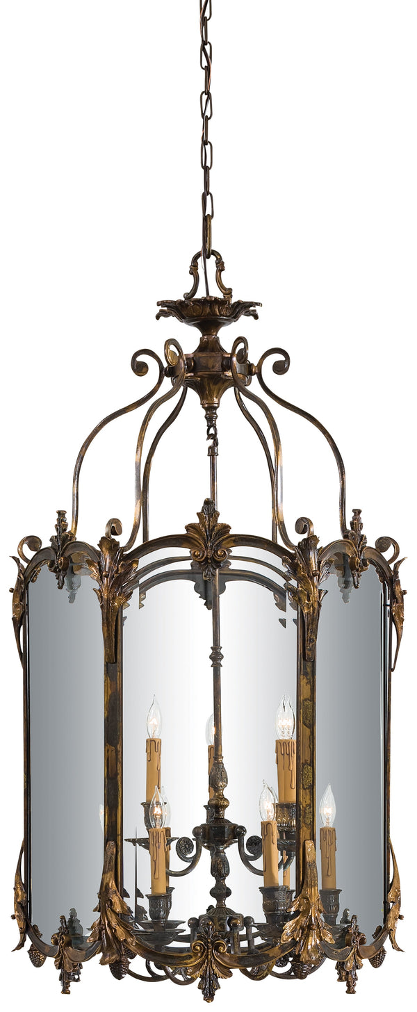 9 Light Foyer Pendant - Oxide Brass