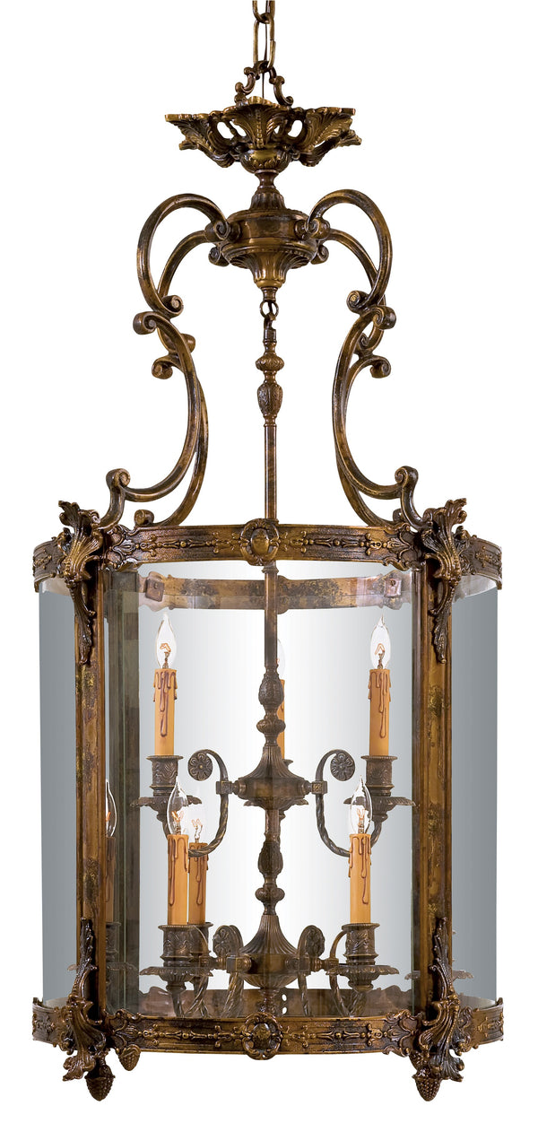 9 Light Foyer Pendant - Antique Bronze Patina Finish
