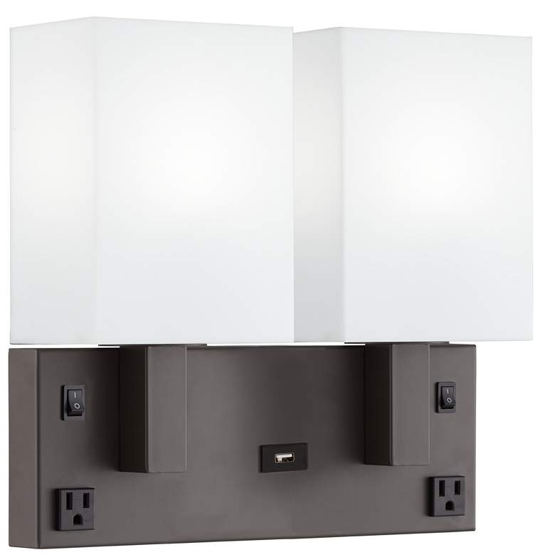Double Wall Nightstand Lamp - DIRECT WIRE - Shade comes with UNO  Harp - Bulbs: (2) E26 A19 10W LED 3000K Included