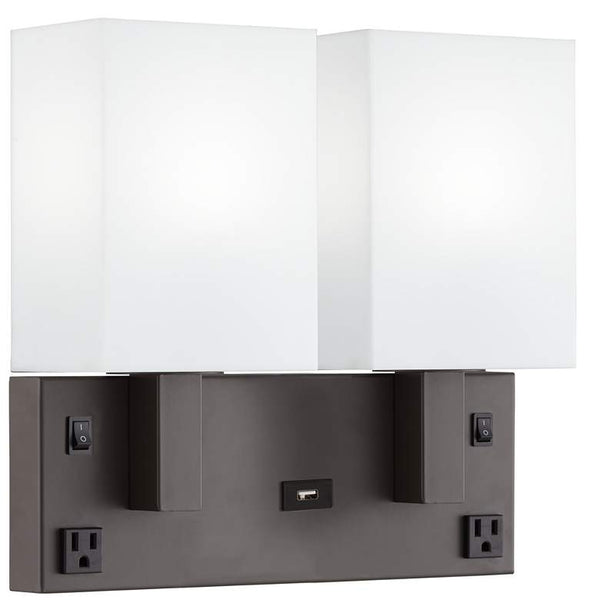 Double Wall Nightstand Lamp - DIRECT WIRE - Shade comes with UNO  Harp - Bulbs: (2) E26 A19 10W LED 3000K Included