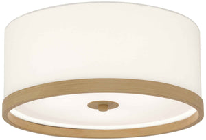 Ceiling Light Linen Shade Wood Trim  15" Dia. - 40184