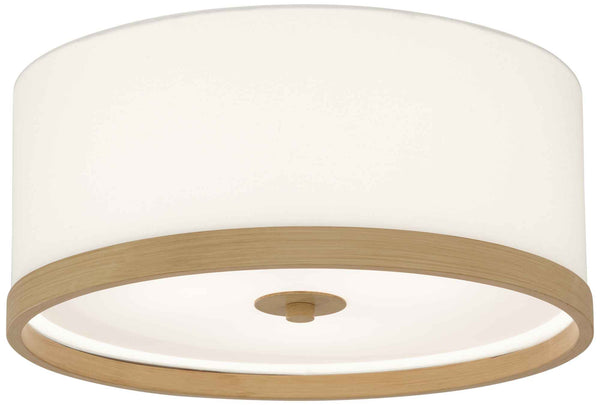 Ceiling Light Linen Shade Wood Trim  15" Dia. - 40184