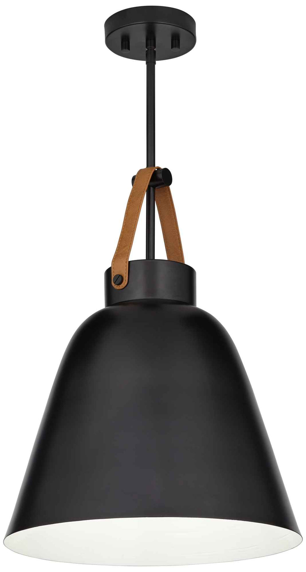 Metal Pendant Matte Black Leather Accent - 40193