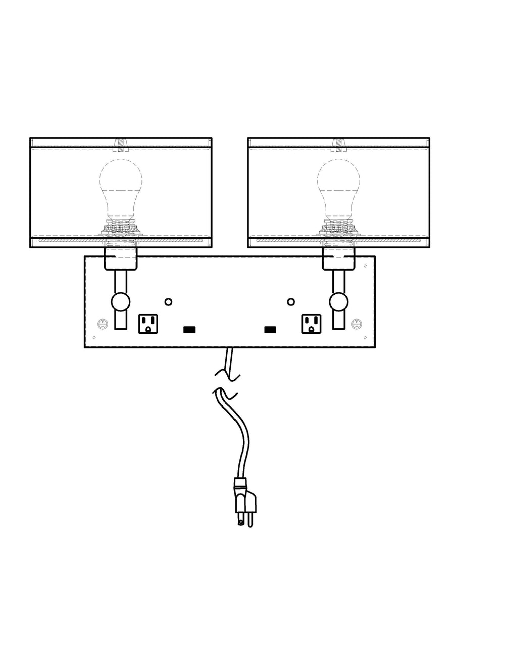 WL-22"W HB MTL DBL LED 2XOUTLETS/USB - 94W22