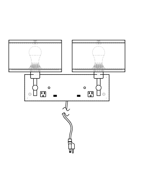 WL-22"W HB MTL DBL LED 2XOUTLETS/USB - 94W22