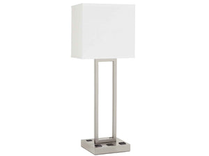 X-402 - Double Nightstand Lamp, Drum Shade