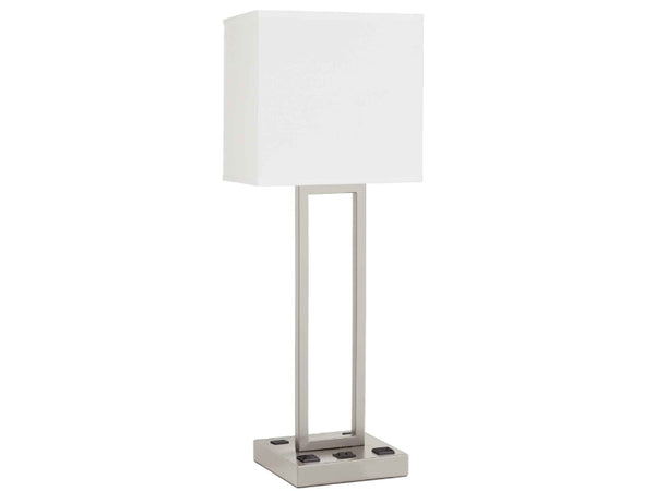 X-402 - Double Nightstand Lamp, Drum Shade